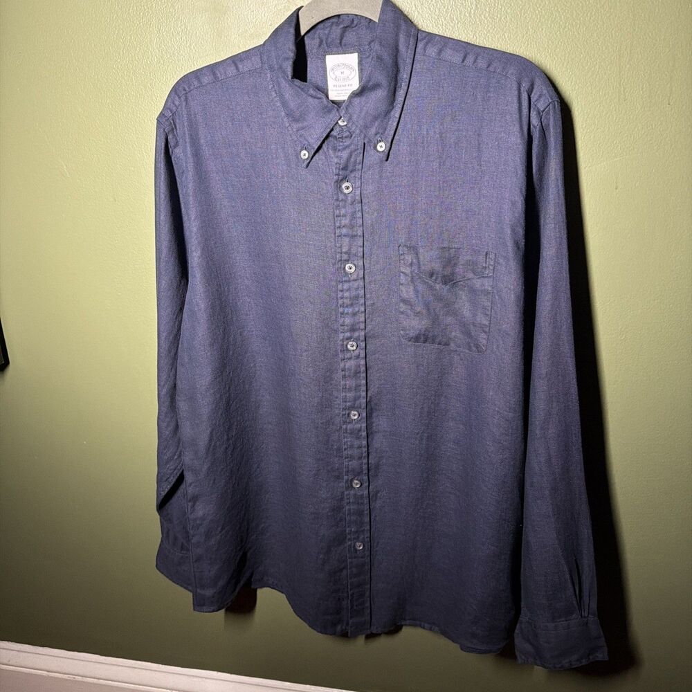 Brooks Brothers Baird McNutt Irish Linen Regent Fit Polo Shirt Mens M Navy⁠